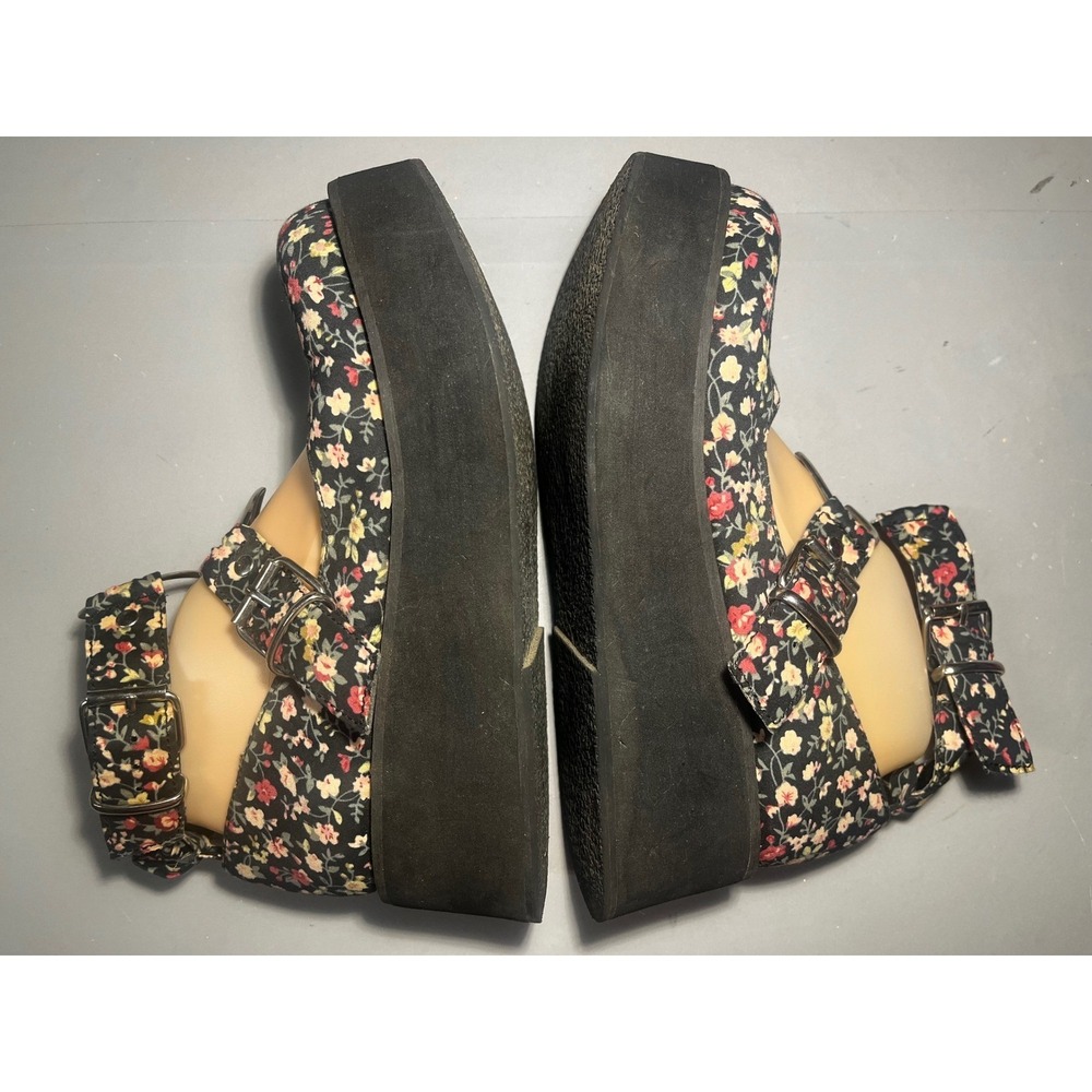 Demonia Sprite-02 Womens 9 Floral Heart Platform Mary Jane Goth Shoe Black Multi - Picture 3 of 11